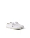 Prada Drill Fabric Low Top Lace Up Sneakers In White