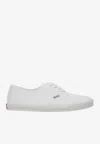 Prada Drill Fabric Low Top Lace Up Sneakers In White