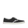 Prada Lace Up Sneakers Contrast Trim Rubber Sole In Black