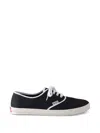 Prada Lace Up Sneakers Contrast Trim Rubber Sole In Black