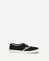 Prada Lace Up Sneakers Contrast Trim Rubber Sole In Black