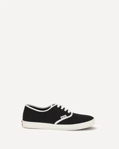 Prada Lace Up Sneakers Contrast Trim Rubber Sole In Black