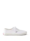 Prada Drill Fabric Low Top Lace Up Sneakers In White
