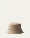 Prada Womens Neutral Branded Wide-brim Cotton Bucket Hat In F0241 Kaki