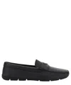 Prada Leather Loafers With Round Toe And Rubber Sole In Black