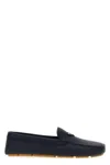 Prada Enamel-triangle-logo Suede Loafers In Blue