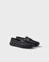 Prada Leather Loafers With Round Toe And Rubber Sole In Black