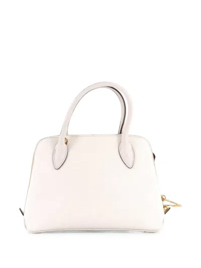 Pre-owned Prada Dual Strap Promenade Bag Saffiano Leather Small Satchel In 白色