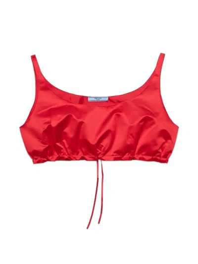 Prada Duchesse Crop Top In Red