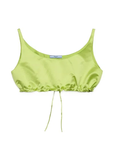Prada Duchesse Crop Top In Green