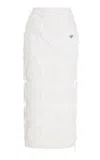 Prada Embroidered Duchesse Maxi-skirt In White