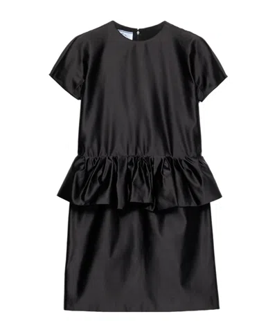 Prada Duchesse Silk Mini-dress In Black