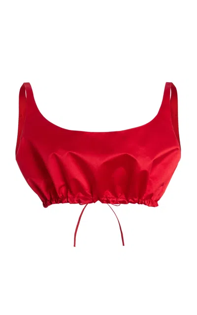 Prada Duchesse Silk Top In Red