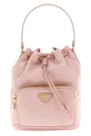 Prada Re-nylon Triangle-logo Drawstring Bucket Bag In Pink
