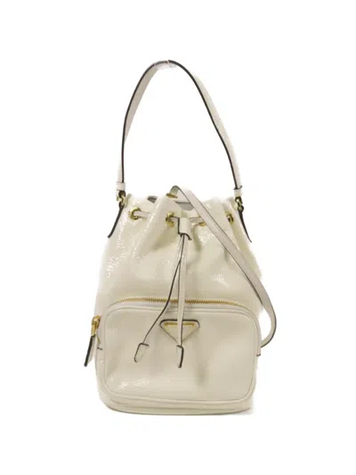 Pre-owned Prada Duet Bucket Bag In White