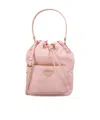 Prada Re-nylon Triangle-logo Drawstring Bucket Bag In Pink