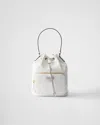 Prada Duet Naplak Patent Leather Bucket Bag In White