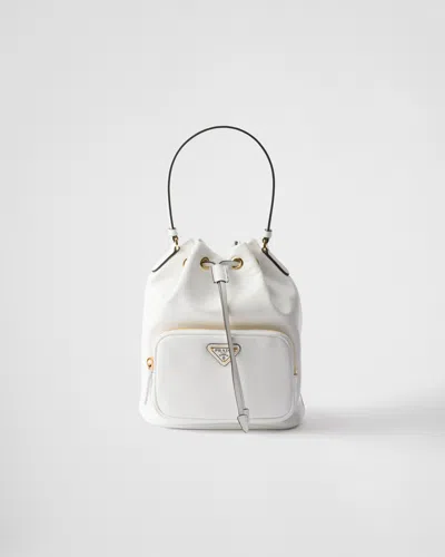 Prada Duet Naplak Patent Leather Bucket Bag In White
