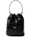 Prada Duet Patent Leather Bucket Bag In Schwarz