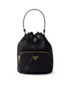 Prada Black Duet Re-nylon Brand-plaque Recycled-polyamide Bucket Bag