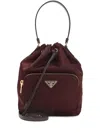 Prada Nylon Bucket Bag Leather Strap