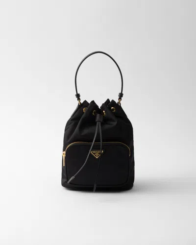 Prada Contemporary Re-nylon Bucket Bag Design In Black