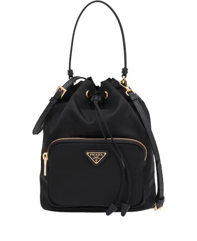 Prada Contemporary Re-nylon Bucket Bag Design In Black