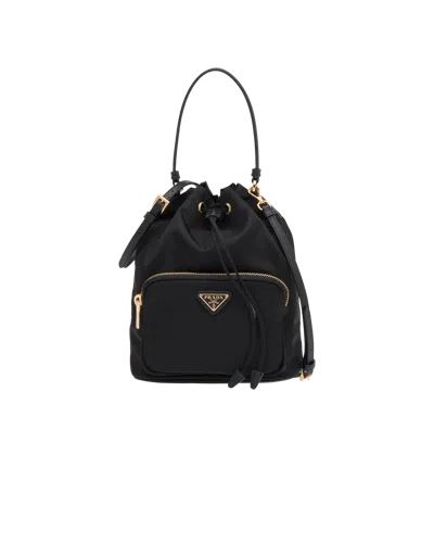 Prada Contemporary Re-nylon Bucket Bag Design In Black