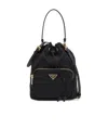 Prada Duet Patent Leather Bucket Bag In Black