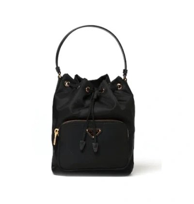 Prada Duet Re-nylon Bucket Bag 'black Gold'
