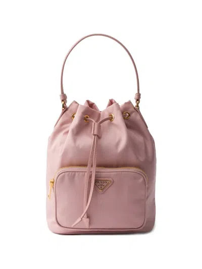 Prada Duet Re-nylon Bucket Bag In Pink