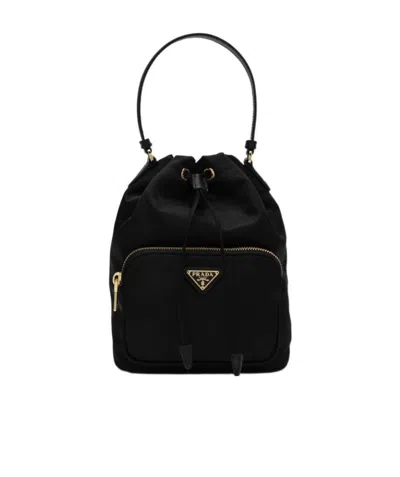 Prada Contemporary Re-nylon Bucket Bag Design In Black