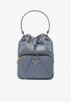 Prada Bucket Bag Adjustable Strap Top Handle In Blue