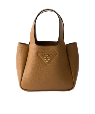 Prada Dynamique Leather Mini Bag In Orange