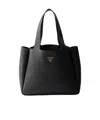 Prada Medium Leather Tote Bag In Black