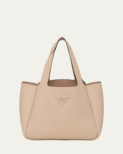 Prada Dynamique Small Soft Daino Leather Shopper Bag In Blush