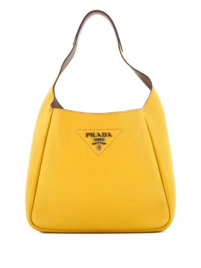 Pre-owned Prada Dynamique Vitello Daino Small Hobo Bag In Yellow