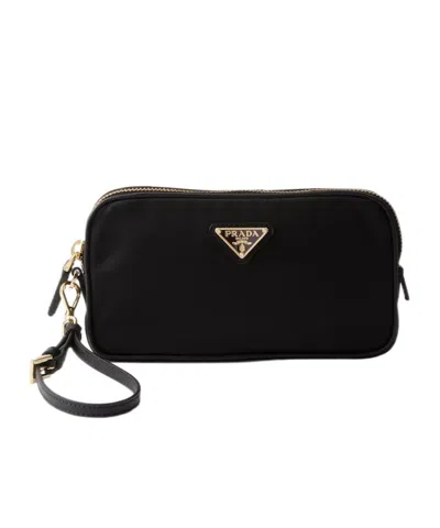 Prada Re-edition 1978 Re-nylon And Saffiano Leather Pouch In Black