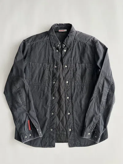 Pre-owned Prada Early 2000's Quilted Shirt Jacket In Blue