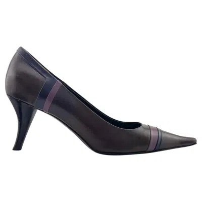 Pre-owned Prada Early 2000s  Brown And Purple Leather Pumps