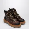 Prada Women's Ebony-coloured Leather Lace-up Boot