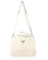 Prada Ecru Cashmere Logo Plaque Shear Handbag (authentic Pre-loved)