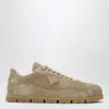 Prada Ecru Suede Sneakers In Brown