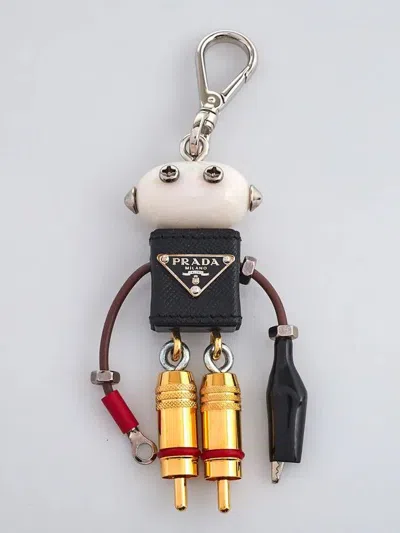 Pre-owned Prada Edward Robot Bag Charm In Black