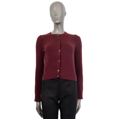 Pre-owned Prada Eggplant Wool & Silk Cropped Cardigan Sweater 38 Xs In Black