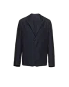 Prada Logo-patch Single-breasted Blazer In Navy