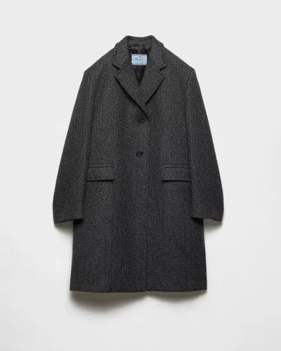 Prada Einreihige Jacke Aus Chevron-wolle In Black