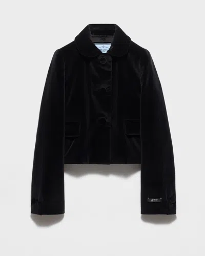 PRADA EINREIHIGE JACKE AUS SAMT