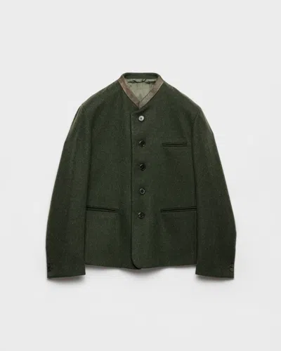 Prada Einreihige Jacke Aus Wolle In Green