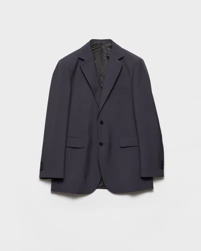 Prada Single-breasted Wool And Mohair Jacket In Gray